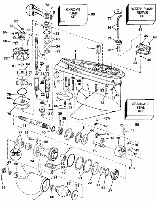 �������� ��������� ����� Evinrude VE225PLESS 1990  - �������� Rotation Late P����uction / Standard Rotation Late Production
