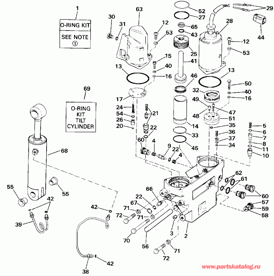 �������� ��������� ����� ������� VE225PLESS 1990  - wer Trim/tilt Hydraulic Assembly / wer Trim / tilt Hydraulic Assembly