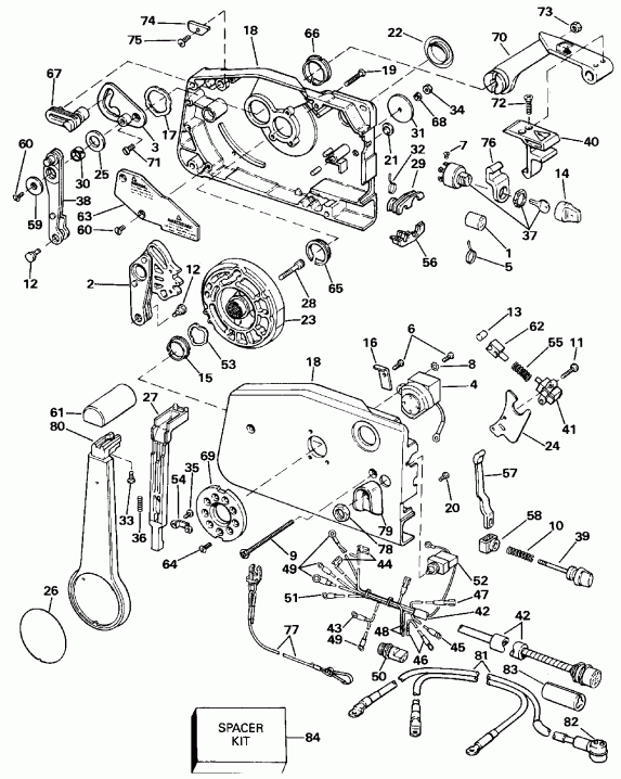��������� ��������� Evinrude VE28ESLESM 1990  - mote Control - mote ����������