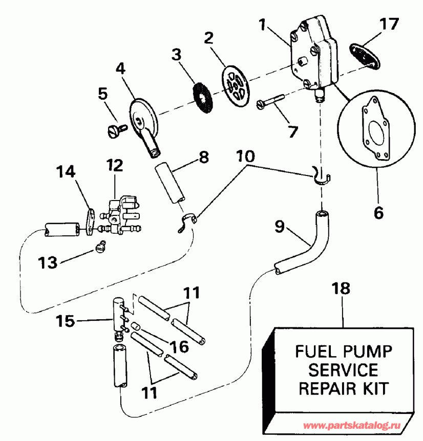 �������� ��������� ����� EVINRUDE VE40ELESR 1990  - el ����� � ������ Early P����uction / el Pump And Filter Early Production