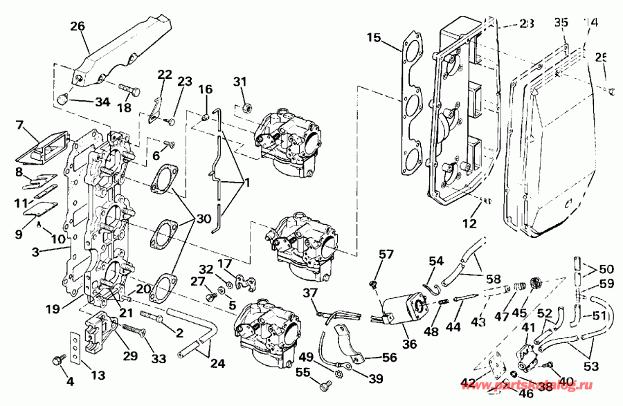 ����� Evinrude VE60ELESM 1990  - take ��������� - take Manifold