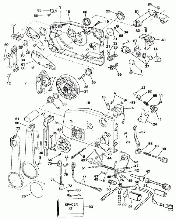 �������� ��������� ����� Evinrude VE60ELESM 1990  - mote ���������� - mote Control