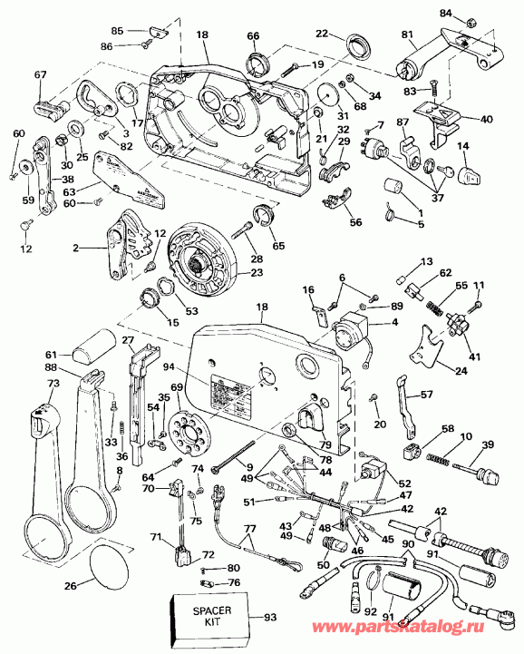 �������� ����� Evinrude VE60TLESM 1990  - mote Control