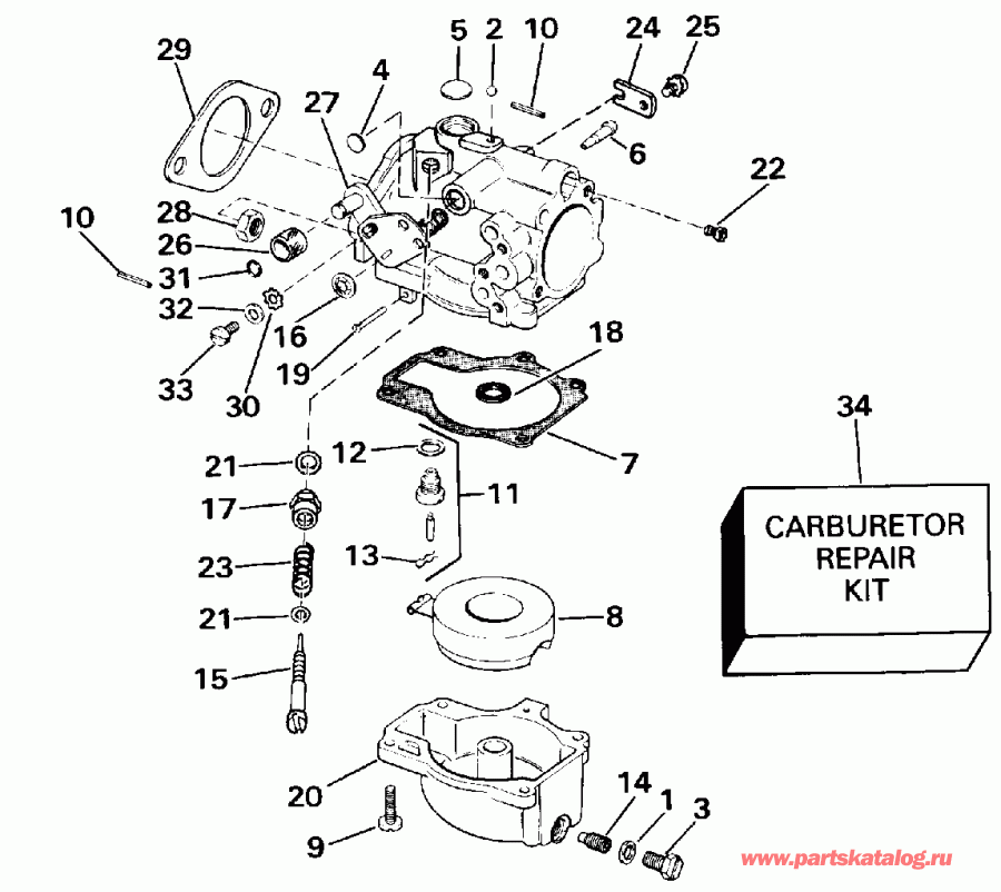 ��������� �������� ����� EVINRUDE VE70TLESB 1990  - rburetor / rburetor