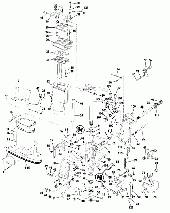 ��������� ��������� Evinrude VE70TLESB 1990  - dsection / dsection