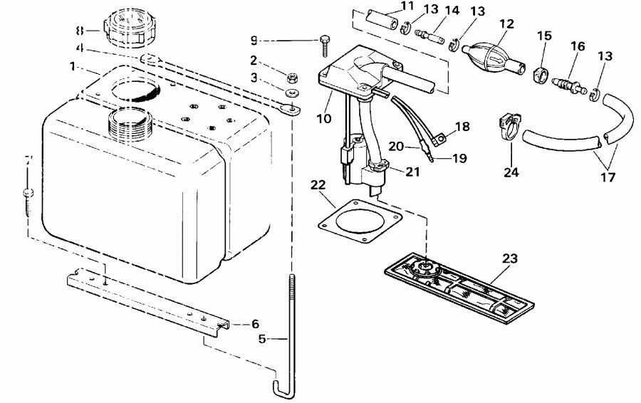 ��������� �������� ����� EVINRUDE VE70TLESB 1990  - .8 Gallon - 8 ������