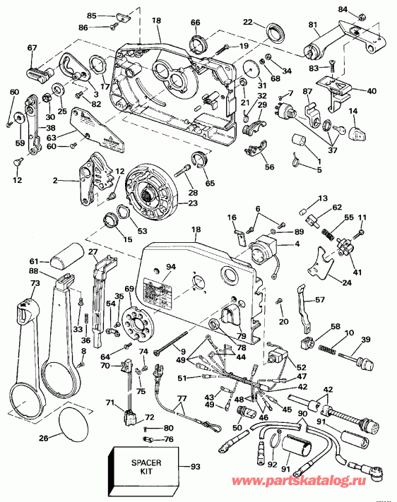 ��������� ��������� EVINRUDE VE88MSLESA 1990  - mote Control - mote ����������