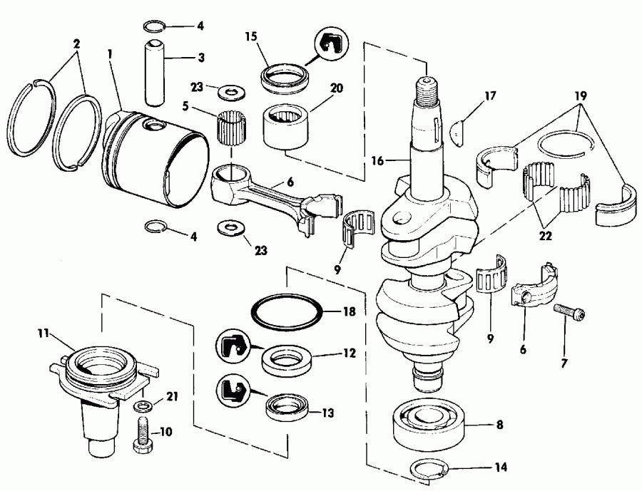 �������� ��������� ����� EVINRUDE E10REIR 1991  - ankshaft & Piston / ank��� & �������
