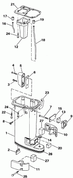 ��������� ��������� Evinrude E10REIR 1991  - haust Housing - haust ������