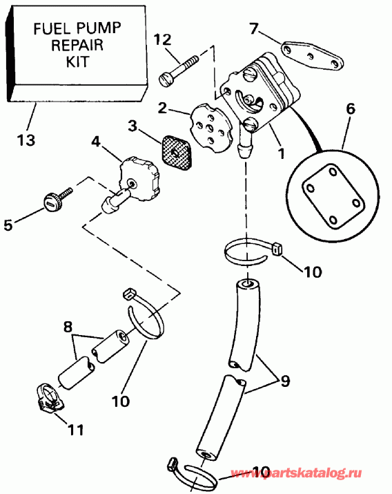 ��������� �������� ����� Evinrude E10RLEIR 1991  - ���� Start Models / Rope Start Models
