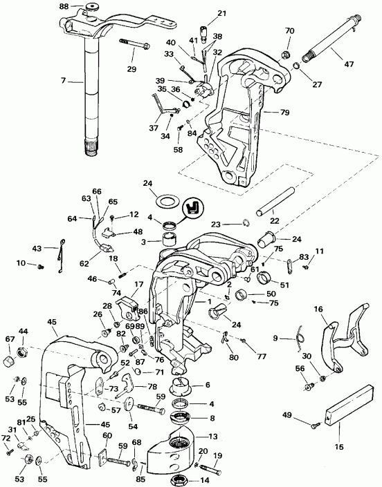 ����� Evinrude E115TLEIE 1991  - Power Trim/tilt / ���������������� ��������� �������