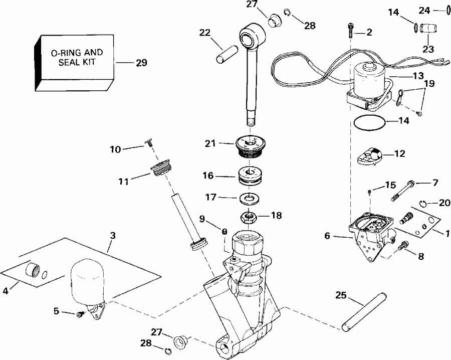 �������� ��������� ����� EVINRUDE E140CXEIA 1991  - wer Trim/tilt Hydraulic Assembly
