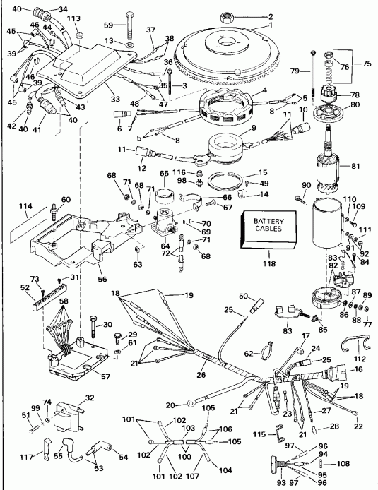 �������� ��������� ����� Evinrude E140TLEID 1991  - nition System & Starter Motor