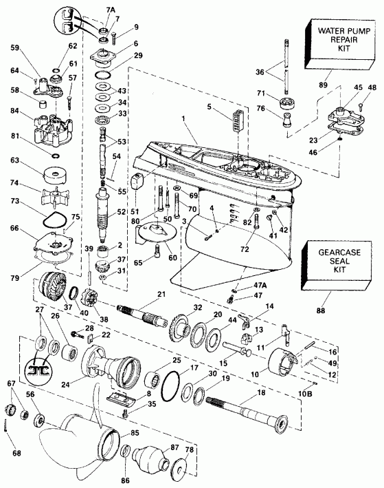 ��������� ��������� Evinrude E150NXEIS 1991  - Counter Rotation - �������� ��������