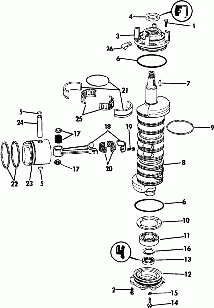 ��������� ��������� EVINRUDE E150TLEIE 1991  - ankshaft & Piston / ank��� & �������