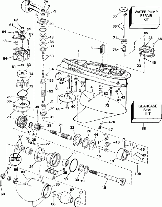 ��������� ��������� Evinrude E150TLEIE 1991  - Counter Rotation