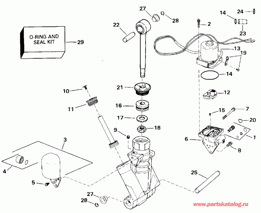 ��������� Evinrude E150TXEIE 1991  - wer Trim/tilt Hydraulic Assembly - wer Trim / tilt Hydraulic Assembly