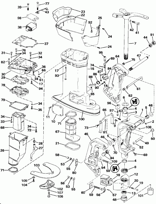 ��������� ����� Evinrude E155WTLEIB 1991  - dsection - dsection