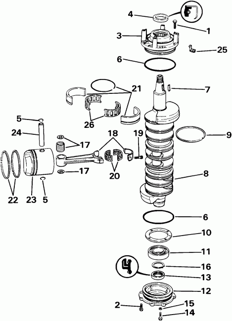 ��������� EVINRUDE E155WTXEIB 1991  - ankshaft & Piston / ank��� & �������