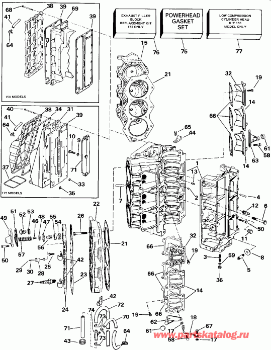 ��������� Evinrude E175STLEID 1991  - linder & Crankcase