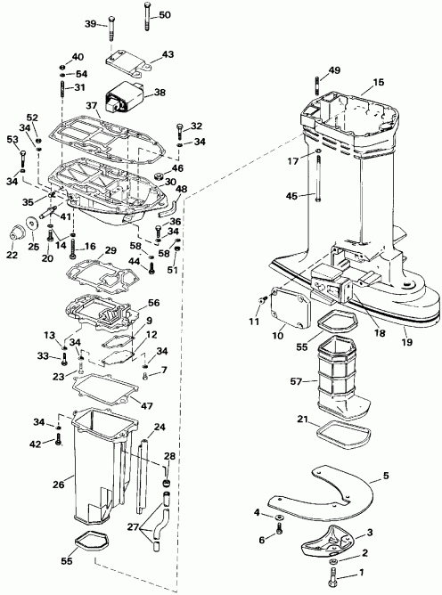 �������� ����� Evinrude E200STLEID 1991  - haust ������ / haust Housing