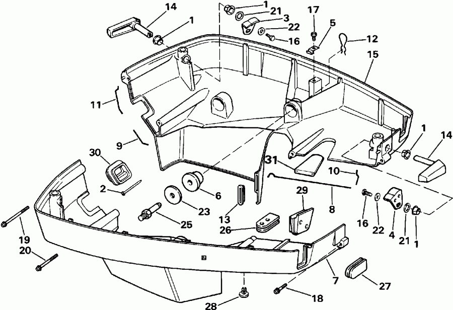 ��������� �������� ����� EVINRUDE E225PLEIC 1991  - wer Engine Cover - wer ������ ��������� (�����)