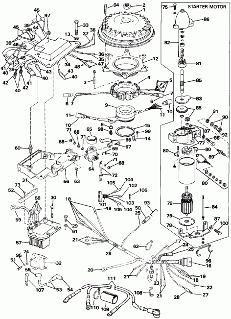  Evinrude E225TLEIC 1991  - nition System & Starter Motor