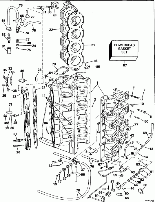 ��������� ����� EVINRUDE E250CXEIE 1991  - linder & Crankcase