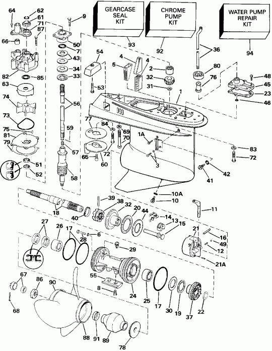 ��������� ����� EVINRUDE E250CXEIE 1991  - Standard Rotation / �������� Rotation