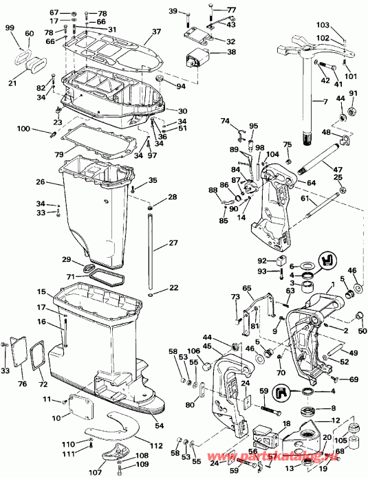 ��������� ��������� Evinrude E250CXEIE 1991  - dsection / dsection
