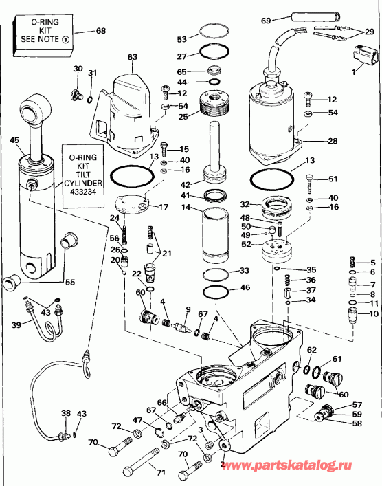  EVINRUDE E250CXEIE 1991  - wer Trim / tilt Hydraulic Assembly - wer Trim/tilt Hydraulic Assembly