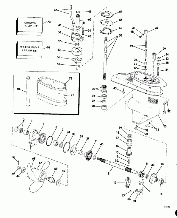 �������� ����� EVINRUDE E250TXEIE 1991  - �������� �������� - Counter Rotation