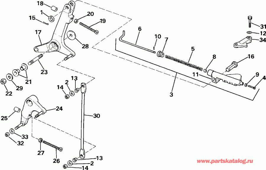 ��������� �������� ����� EVINRUDE E250TXEIE 1991  - rottle Linkage / rottle ��������� ��������