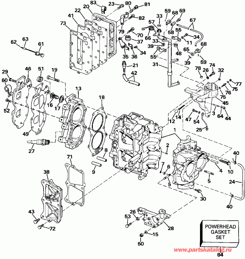 ��������� ��������� EVINRUDE E25ELEID 1991  - linder & ������ ��������� / linder & Crankcase