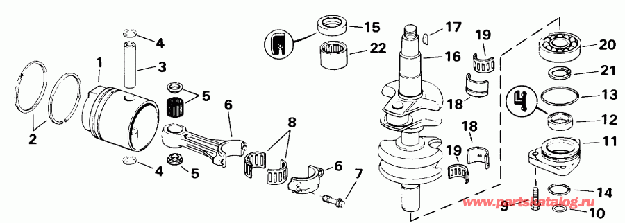 �������� ��������� ����� ������� E25REIE 1991  - ank��� & ������� - ankshaft & Piston