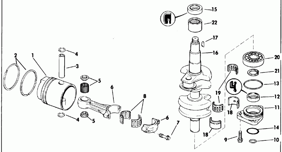 ��������� ��������� ������� E25RWLEIM 1991  - ank��� & ������� / ankshaft & Piston