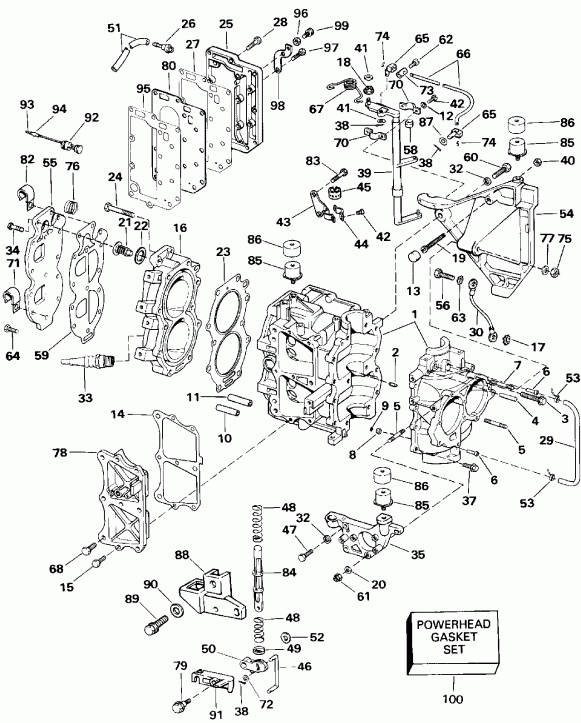 ��������� ����� EVINRUDE E25RWLEIM 1991  - linder & ������ ��������� / linder & Crankcase
