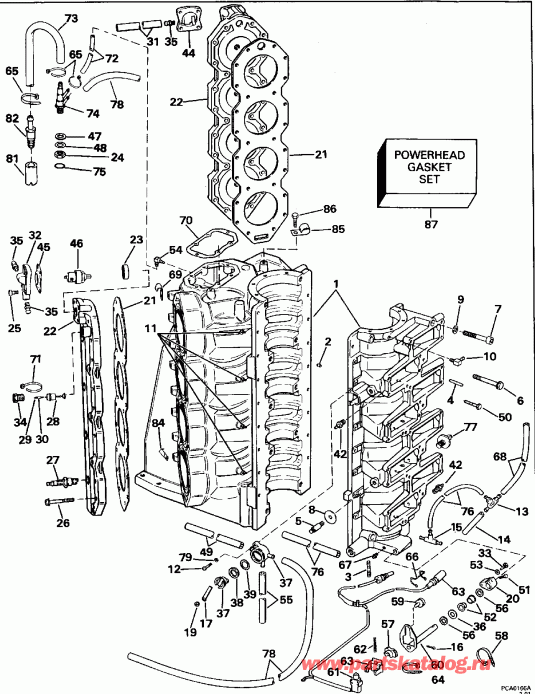 ��������� ��������� Evinrude E300CXEIE 1991  - linder & ������ ��������� / linder & Crankcase
