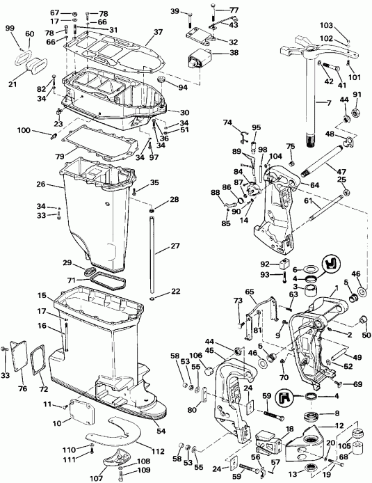 ��������� ��������� EVINRUDE E300CXEIE 1991  - dsection / dsection
