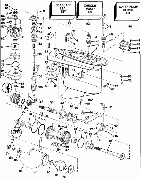 ��������� �������� ����� Evinrude E300PXEIE 1991  - Counter Rotation / �������� ��������