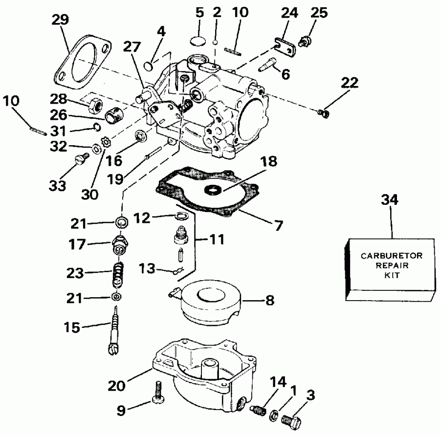 �������� ��������� ����� EVINRUDE E300PXEIE 1991  - rottle Linkage