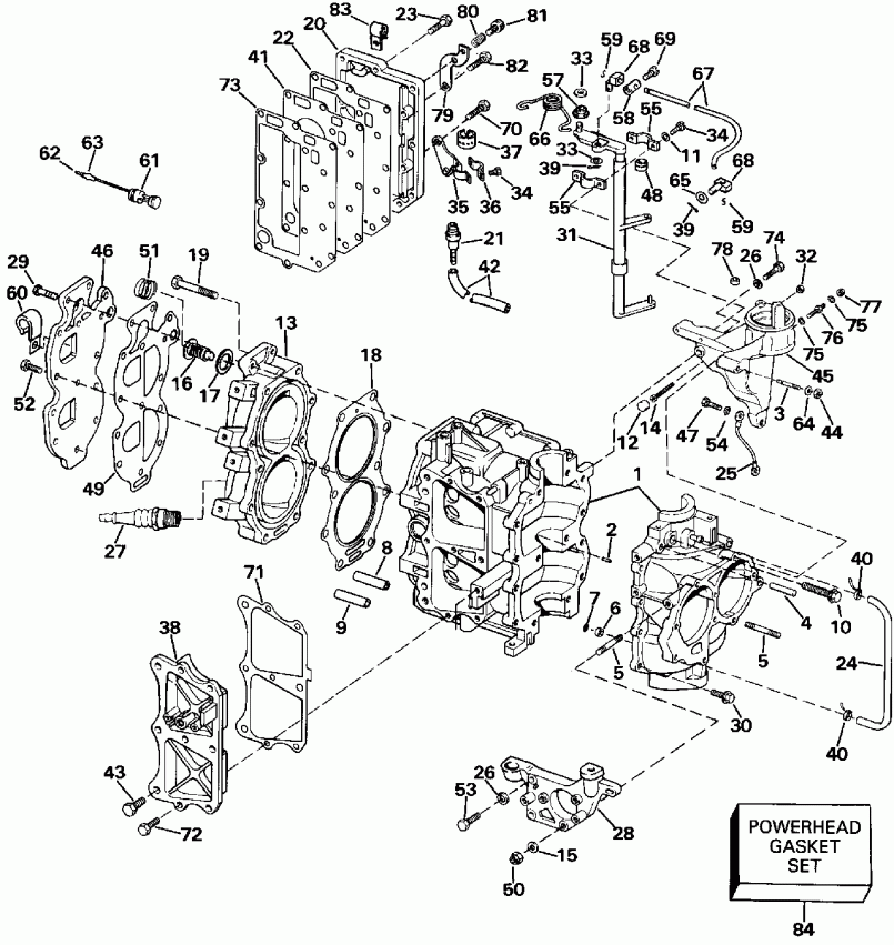 ��������� ����� EVINRUDE E30EEIC 1991  - linder & Crankcase