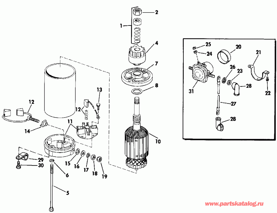 �������� ����� Evinrude E30TELEIC 1991  - ectric Starter & Solenoid