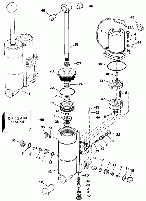 �������� ��������� ����� Evinrude E40TLEIA 1991  - wer Tilt & Trim