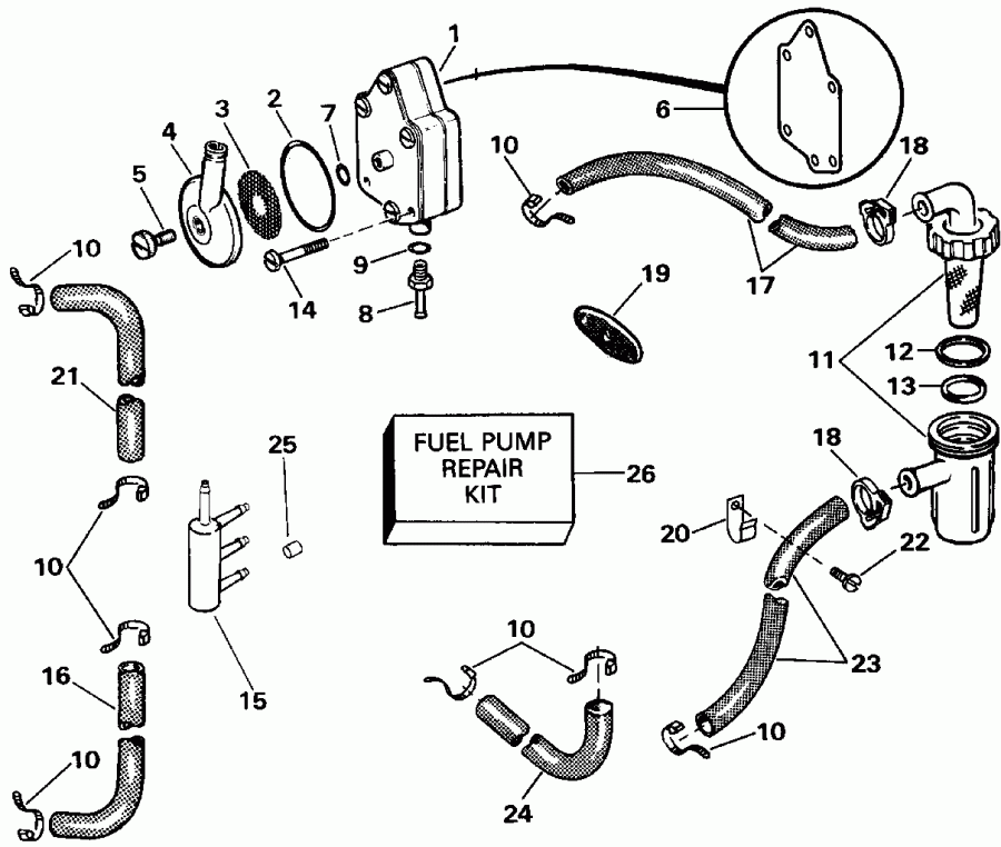  Evinrude E45RCEIA 1991  - el ����� � ������ - el Pump And Filter