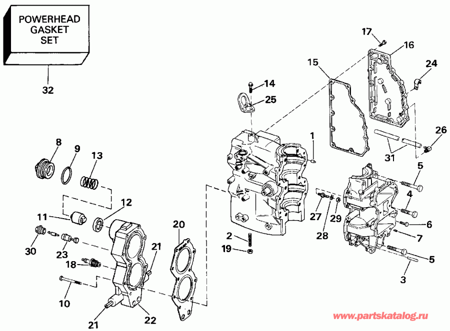 �������� ����� Evinrude E48ESLEIM 1991  - linder & ������ ��������� - linder & Crankcase