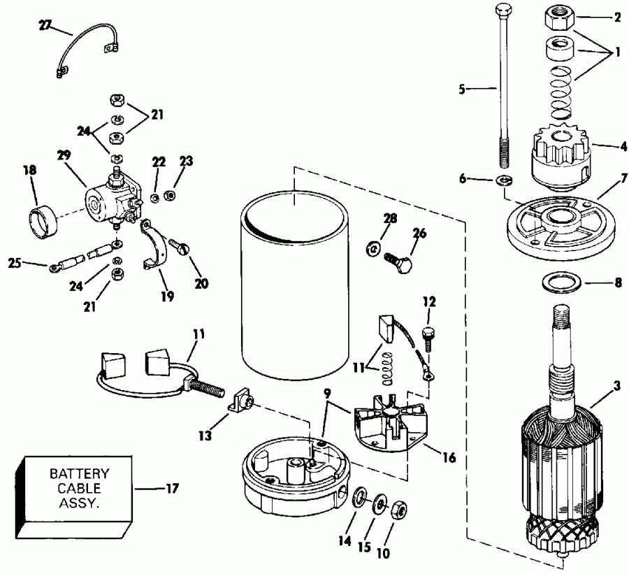 ����� Evinrude E48ESLEIM 1991  - ectric ������� & Solenoid - ectric Starter & Solenoid