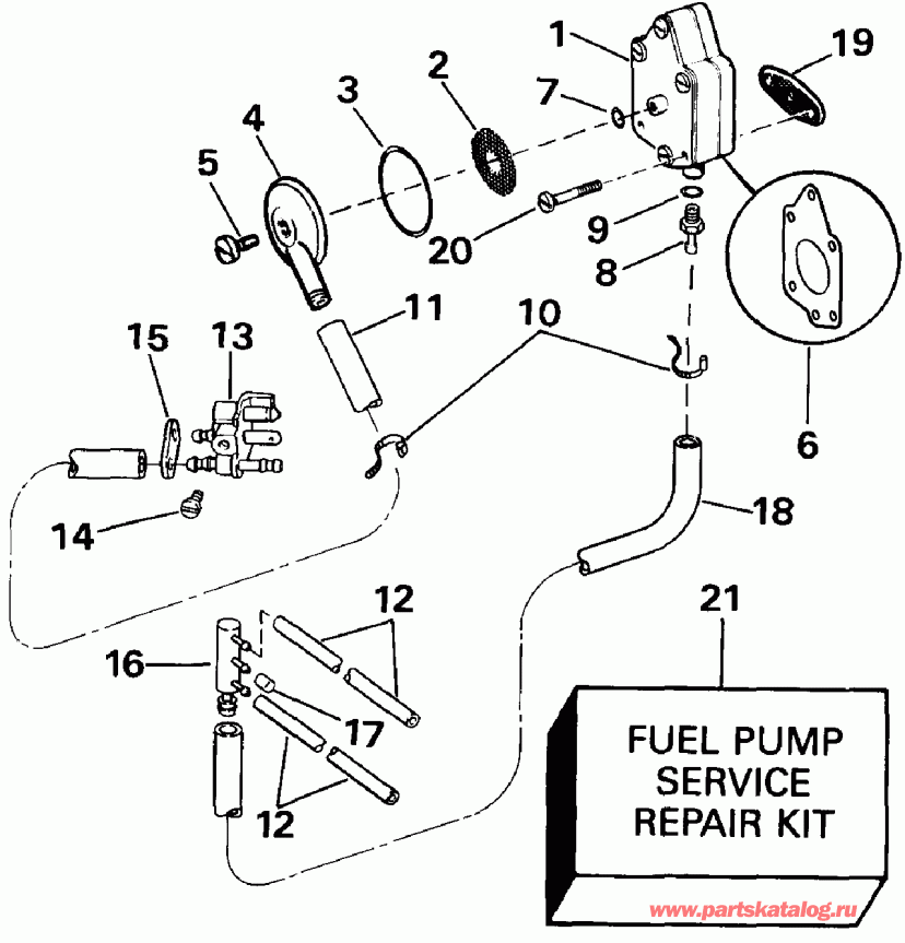 ��������� �������� ����� Evinrude E48ESLEIM 1991  - el Pump And Filter / el ����� � ������