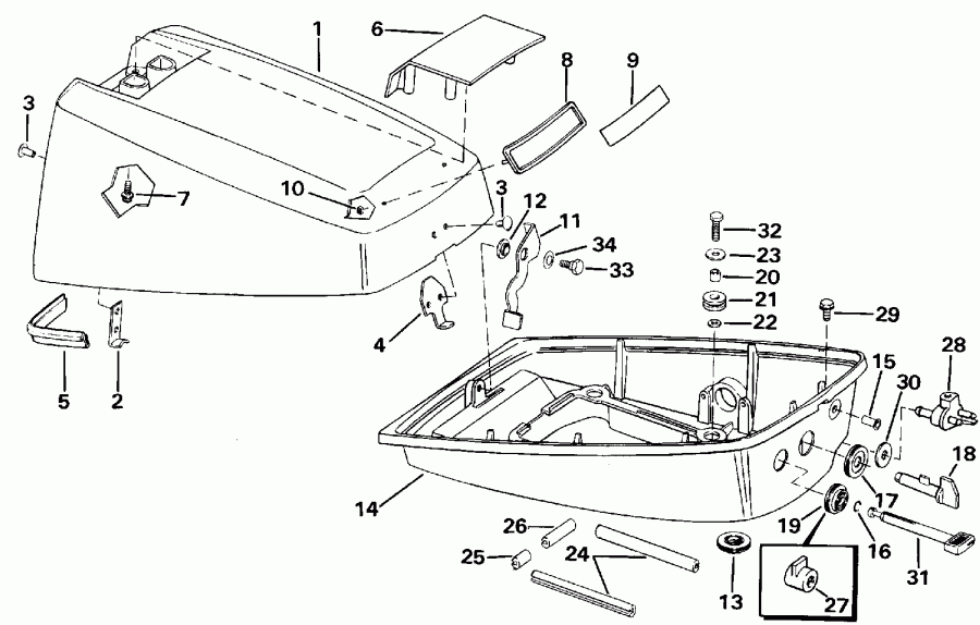 �������� ��������� ����� Evinrude E4RDHLEIA 1991  - gine Cover