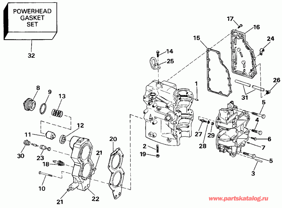 ��������� �������� ����� ������� E50JEIA 1991  - linder & Crankcase / linder & ������ ���������